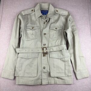 Pendleton Shirt‎ Jacket Women XS Tan Belted Utility Safari Cotton Military Style
